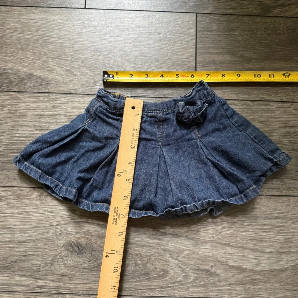 The Children's Place Girls Denim Pleated Skort Rosette Dark Wash 12 Months